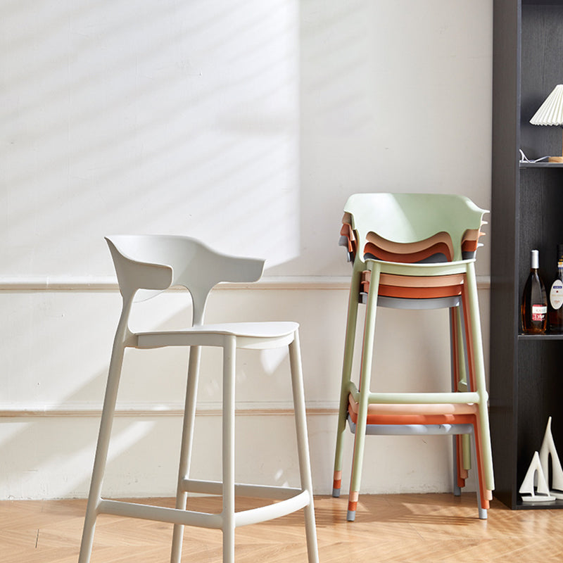 Contemporary Nordic Macarons Waterproof Anti-slip Full PP Bar Stool Backrest Armrest For Dining Room