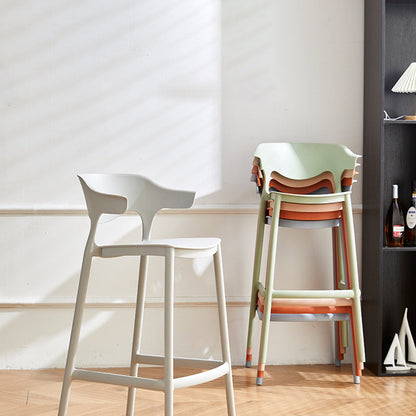Contemporary Nordic Macarons Waterproof Anti-slip Full PP Bar Stool Backrest Armrest For Dining Room