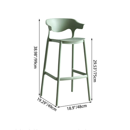Contemporary Nordic Macarons Waterproof Anti-slip Full PP Bar Stool Backrest Armrest For Dining Room