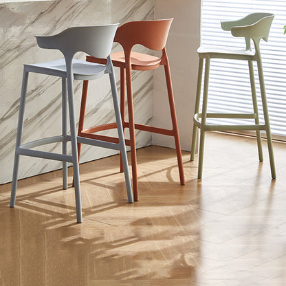 Contemporary Nordic Macarons Waterproof Anti-slip Full PP Bar Stool Backrest Armrest For Dining Room