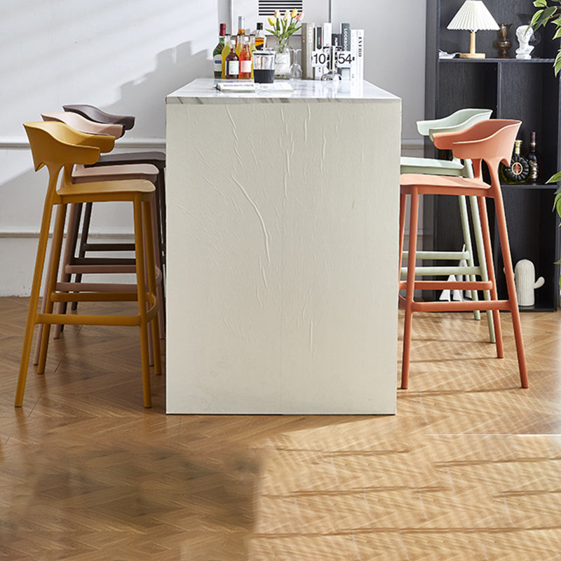 Contemporary Nordic Macarons Waterproof Anti-slip Full PP Bar Stool Backrest Armrest For Dining Room