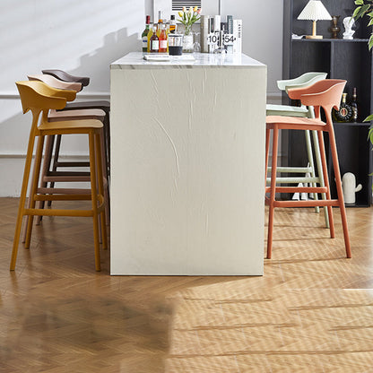 Contemporary Nordic Macarons Waterproof Anti-slip Full PP Bar Stool Backrest Armrest For Dining Room