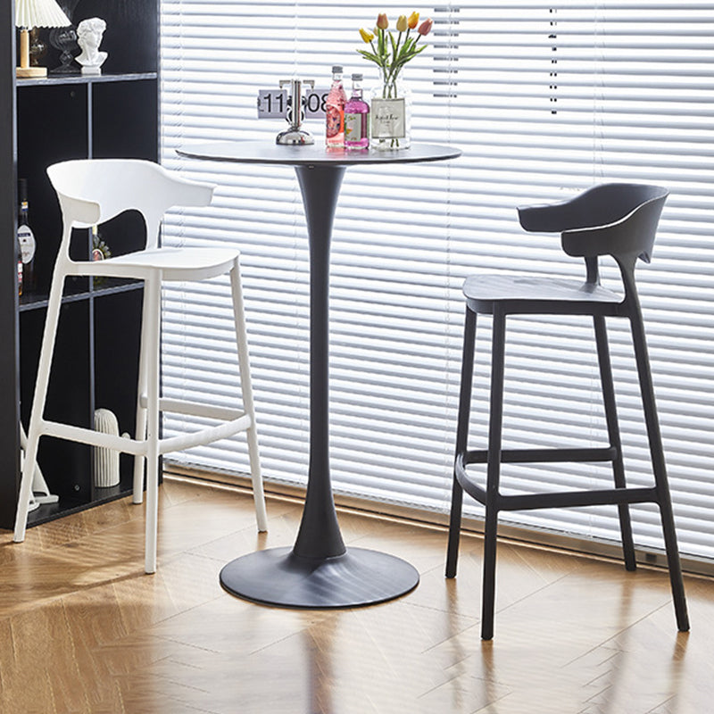 Contemporary Nordic Macarons Waterproof Anti-slip Full PP Bar Stool Backrest Armrest For Dining Room