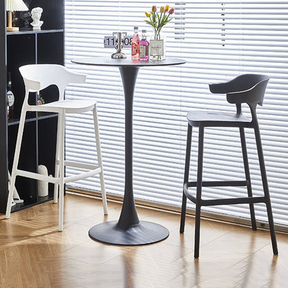 Contemporary Nordic Macarons Waterproof Anti-slip Full PP Bar Stool Backrest Armrest For Dining Room