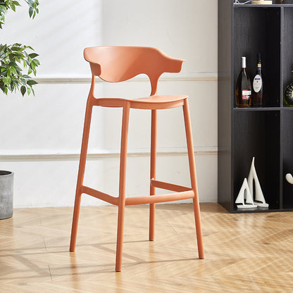 Contemporary Nordic Macarons Waterproof Anti-slip Full PP Bar Stool Backrest Armrest For Dining Room