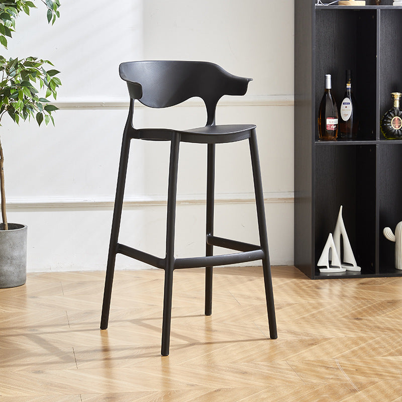 Contemporary Nordic Macarons Waterproof Anti-slip Full PP Bar Stool Backrest Armrest For Dining Room