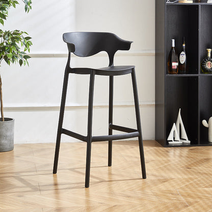 Contemporary Nordic Macarons Waterproof Anti-slip Full PP Bar Stool Backrest Armrest For Dining Room