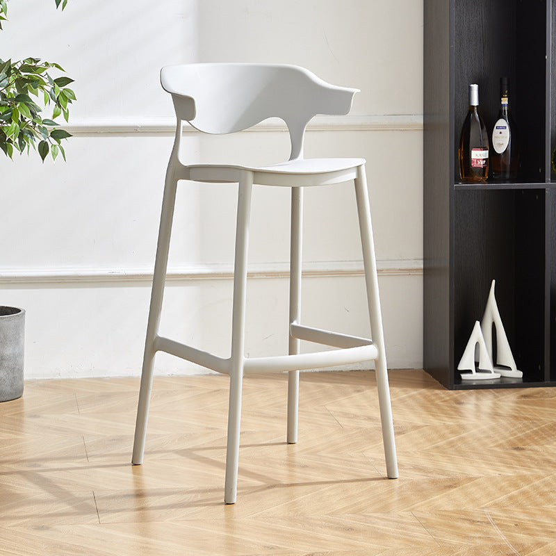Contemporary Nordic Macarons Waterproof Anti-slip Full PP Bar Stool Backrest Armrest For Dining Room