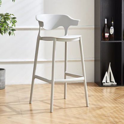 Contemporary Nordic Macarons Waterproof Anti-slip Full PP Bar Stool Backrest Armrest For Dining Room