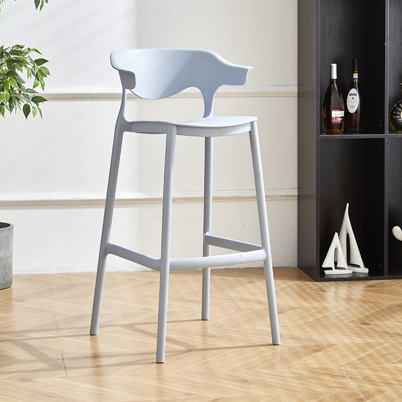 Contemporary Nordic Macarons Waterproof Anti-slip Full PP Bar Stool Backrest Armrest For Dining Room