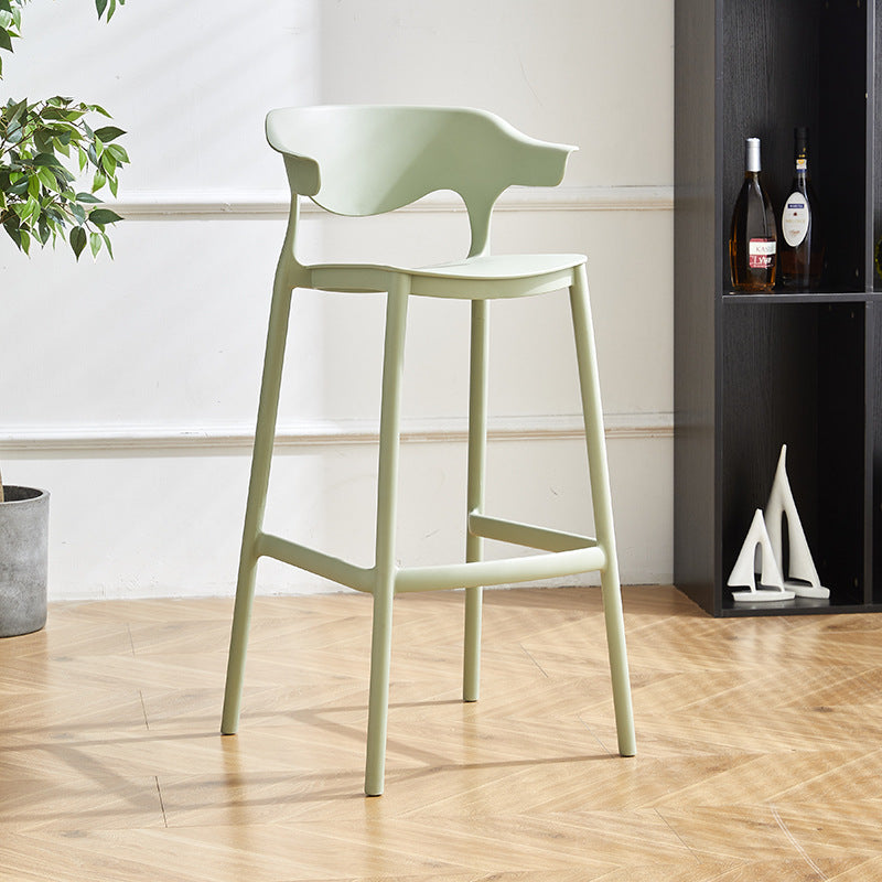 Contemporary Nordic Macarons Waterproof Anti-slip Full PP Bar Stool Backrest Armrest For Dining Room