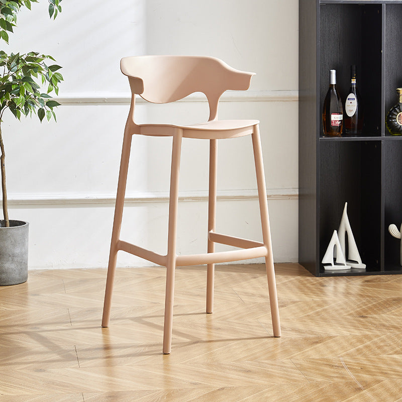 Contemporary Nordic Macarons Waterproof Anti-slip Full PP Bar Stool Backrest Armrest For Dining Room