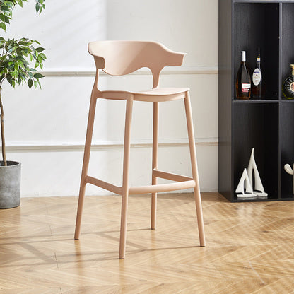 Contemporary Nordic Macarons Waterproof Anti-slip Full PP Bar Stool Backrest Armrest For Dining Room