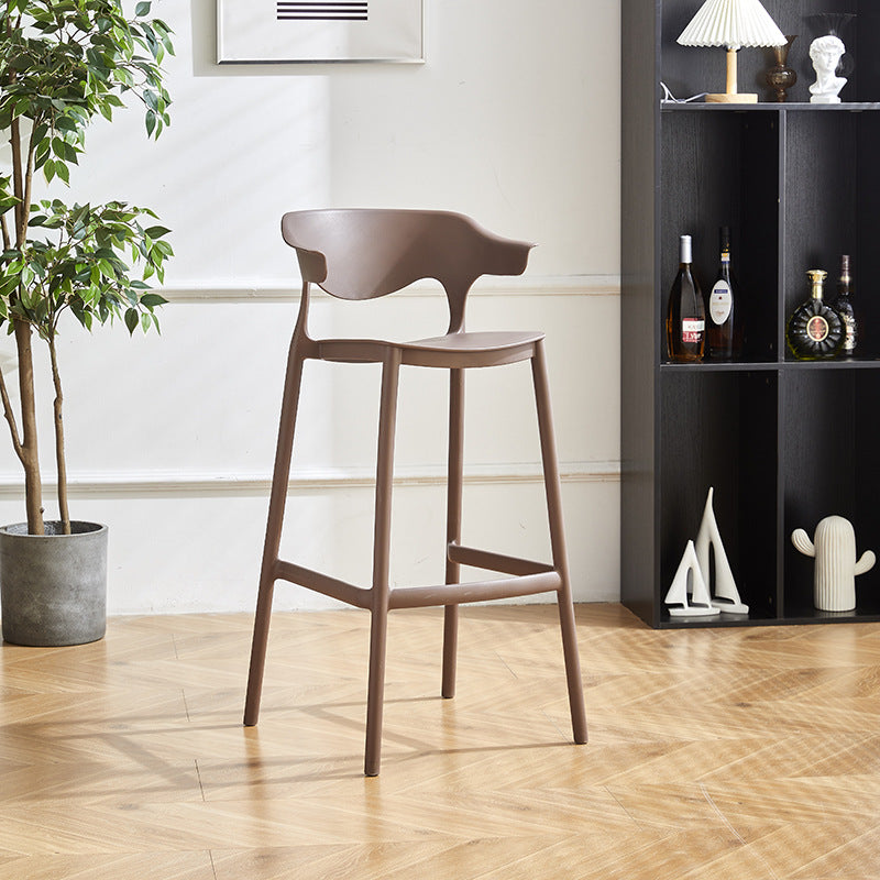 Contemporary Nordic Macarons Waterproof Anti-slip Full PP Bar Stool Backrest Armrest For Dining Room