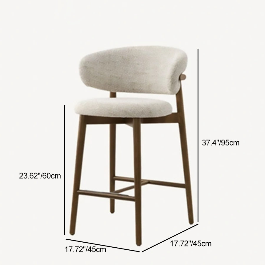 Contemporary Simplicity Solid Wood Cotton Linen Bar Stool Backrest Armless For Dining Room