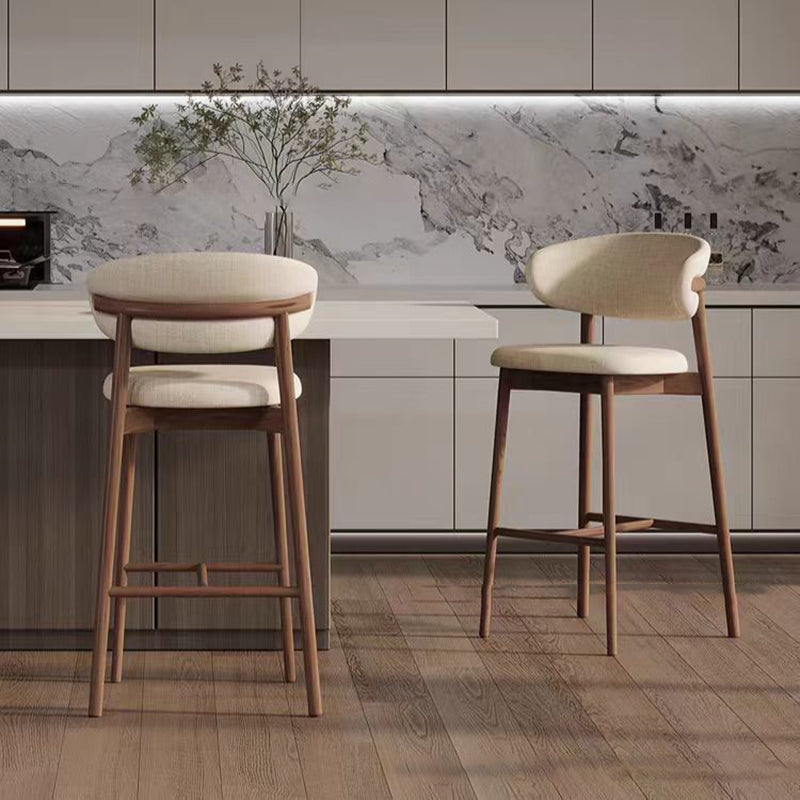 Contemporary Simplicity Solid Wood Cotton Linen Bar Stool Backrest ...