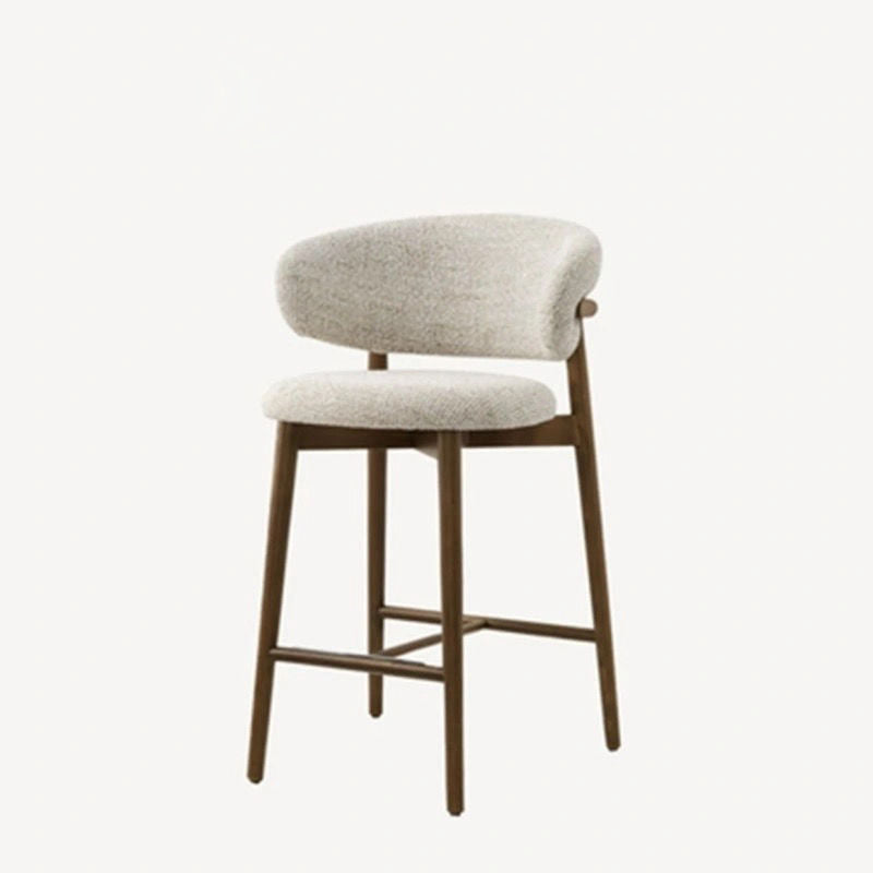 Contemporary Simplicity Solid Wood Cotton Linen Bar Stool Backrest Armless For Dining Room