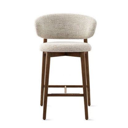 Contemporary Simplicity Solid Wood Cotton Linen Bar Stool Backrest Armless For Dining Room