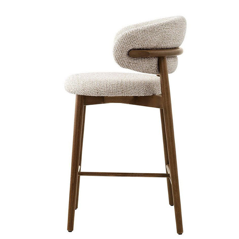 Contemporary Simplicity Solid Wood Cotton Linen Bar Stool Backrest Armless For Dining Room