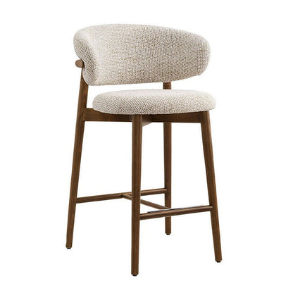 Contemporary Simplicity Solid Wood Cotton Linen Bar Stool Backrest Armless For Dining Room