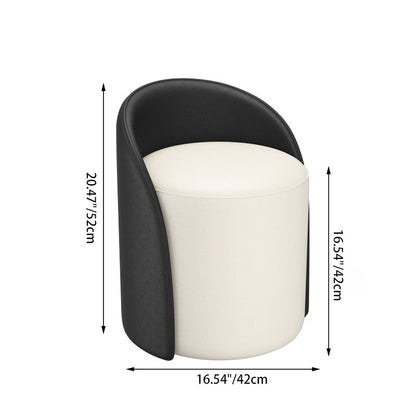 Contemporary Nordic Cylinder PU Leather Solid Wood Vanity Stool Backrest Armless For Bedroom