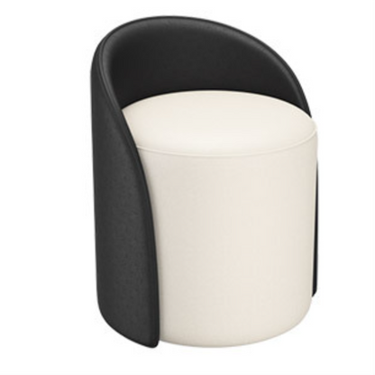 Contemporary Nordic Cylinder PU Leather Solid Wood Vanity Stool Backrest Armless For Bedroom