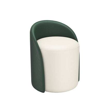 Contemporary Nordic Cylinder PU Leather Solid Wood Vanity Stool Backrest Armless For Bedroom