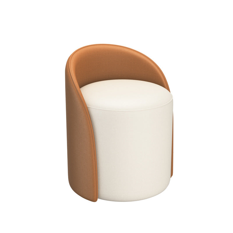 Contemporary Nordic Cylinder PU Leather Solid Wood Vanity Stool Backrest Armless For Bedroom
