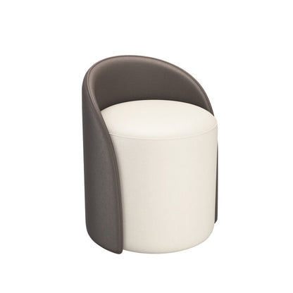 Contemporary Nordic Cylinder PU Leather Solid Wood Vanity Stool Backrest Armless For Bedroom