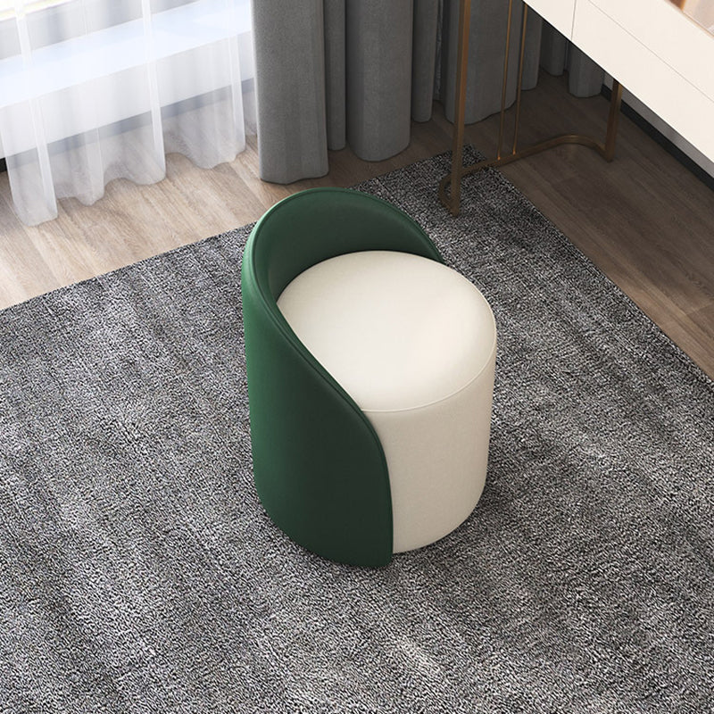 Contemporary Nordic Cylinder PU Leather Solid Wood Vanity Stool Backrest Armless For Bedroom