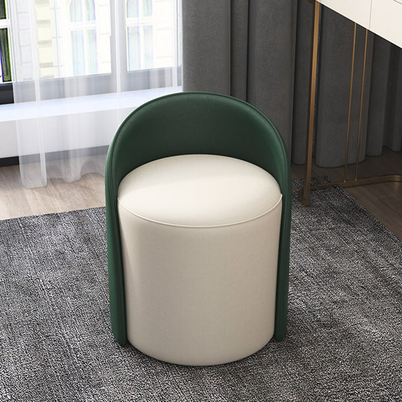 Contemporary Nordic Cylinder PU Leather Solid Wood Vanity Stool Backrest Armless For Bedroom