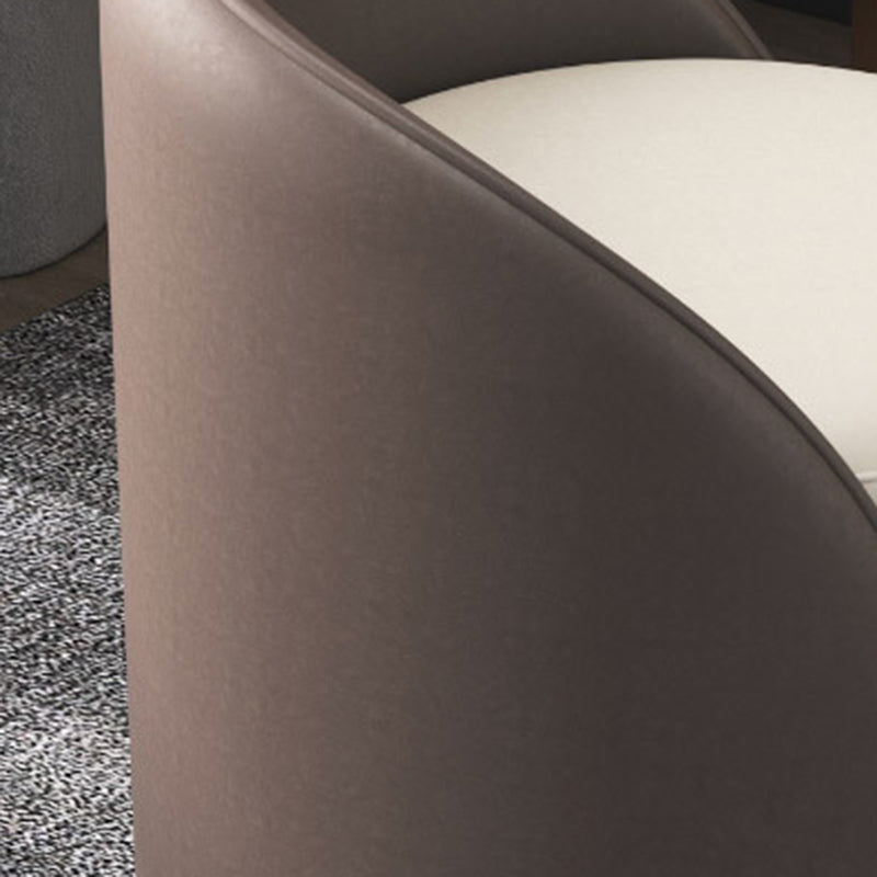 Contemporary Nordic Cylinder PU Leather Solid Wood Vanity Stool Backrest Armless For Bedroom