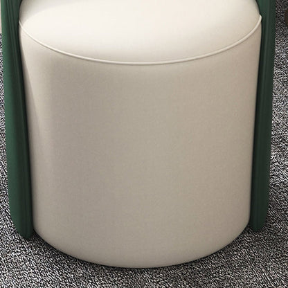 Contemporary Nordic Cylinder PU Leather Solid Wood Vanity Stool Backrest Armless For Bedroom