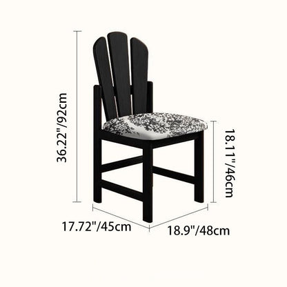 Traditional French Square Peacock Backrest Spot Fabric Cushion Solid Wood Vanity Stool Armless For Bedroom