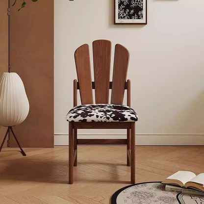 Traditional French Square Peacock Backrest Spot Fabric Cushion Solid Wood Vanity Stool Armless For Bedroom