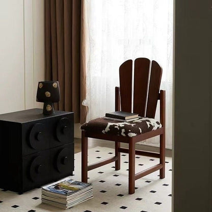 Traditional French Square Peacock Backrest Spot Fabric Cushion Solid Wood Vanity Stool Armless For Bedroom