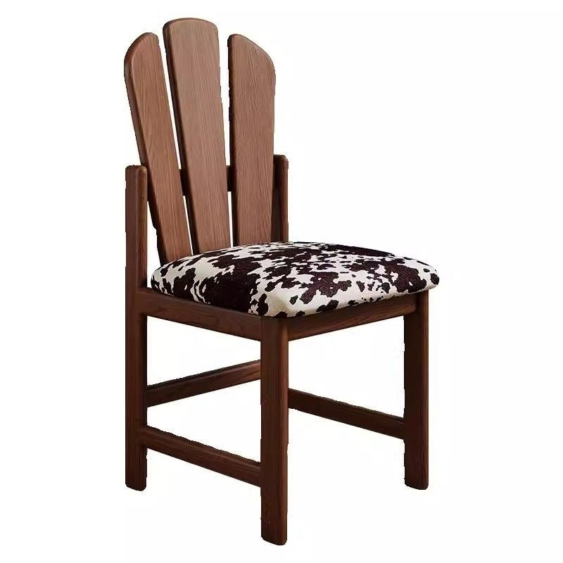 Traditional French Square Peacock Backrest Spot Fabric Cushion Solid Wood Vanity Stool Armless For Bedroom