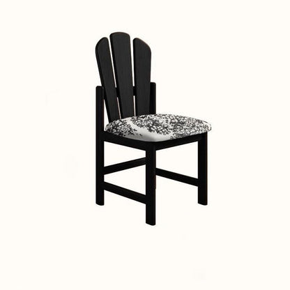 Traditional French Square Peacock Backrest Spot Fabric Cushion Solid Wood Vanity Stool Armless For Bedroom