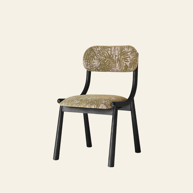Traditional French Curve Fabric Ash Solid Wood Dining Chair Backrest Armless For Dining Room