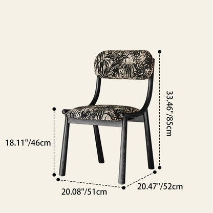 Traditional French Curve Fabric Ash Solid Wood Dining Chair Backrest Armless For Dining Room