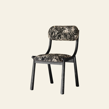 Traditional French Curve Fabric Ash Solid Wood Dining Chair Backrest Armless For Dining Room