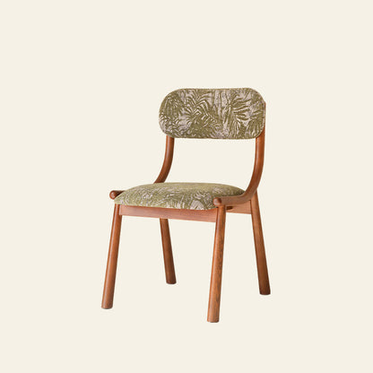 Traditional French Curve Fabric Ash Solid Wood Dining Chair Backrest Armless For Dining Room