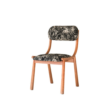 Traditional French Curve Fabric Ash Solid Wood Dining Chair Backrest Armless For Dining Room