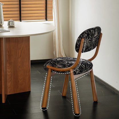 Traditional French Curve Fabric Ash Solid Wood Dining Chair Backrest Armless For Dining Room