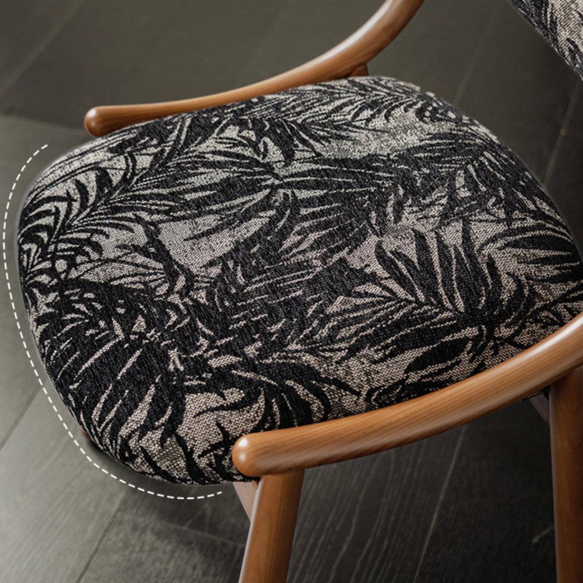 Traditional French Curve Fabric Ash Solid Wood Dining Chair Backrest Armless For Dining Room