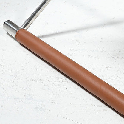 Modern Minimalist Square Cross Faux Saddle Leather Stainless Steel Dining Chair Backrest Armrest For Dining Room