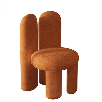 Contemporary Nordic Round Cylinder Rabbit Ears Lambswool Solid Wood Vanity Stool Backrest Armless For Bedroom