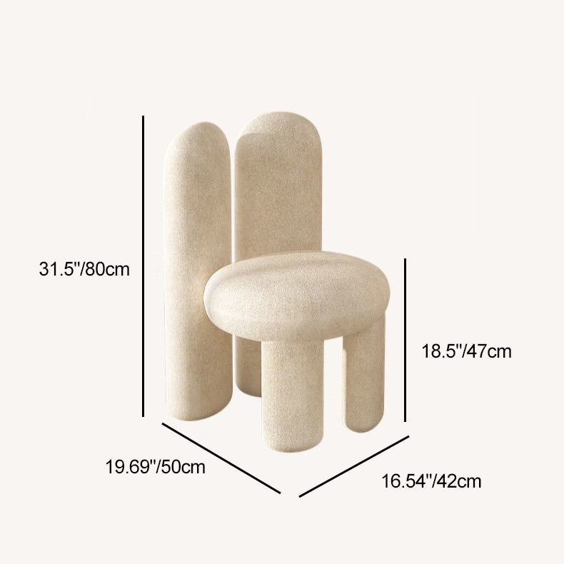 Contemporary Nordic Round Cylinder Rabbit Ears Lambswool Solid Wood Vanity Stool Backrest Armless For Bedroom