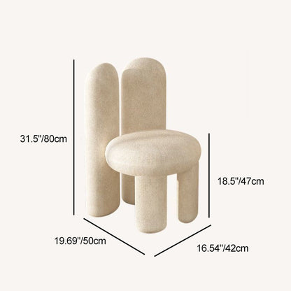 Contemporary Nordic Round Cylinder Rabbit Ears Lambswool Solid Wood Vanity Stool Backrest Armless For Bedroom