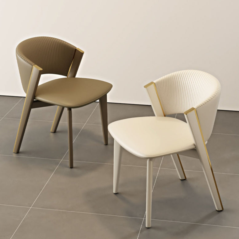 Contemporary Scandinavian Square Sector PU Carbon Steel Dining Chair Backrest Armless For Dining Room